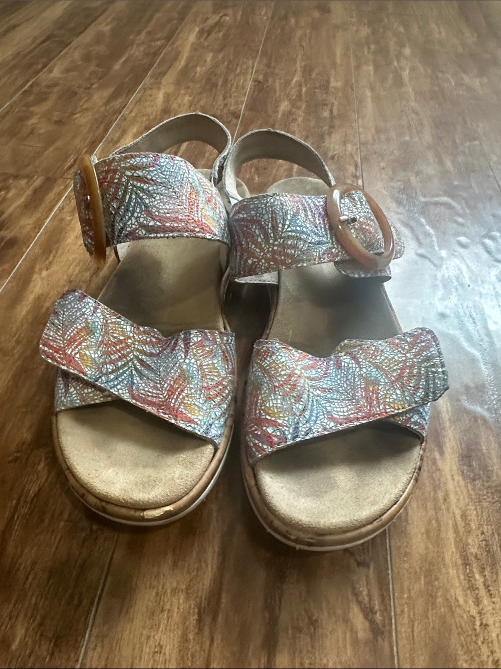 Remonte Multicolor Patterned Low Heel Cushioned Sandals Size 39